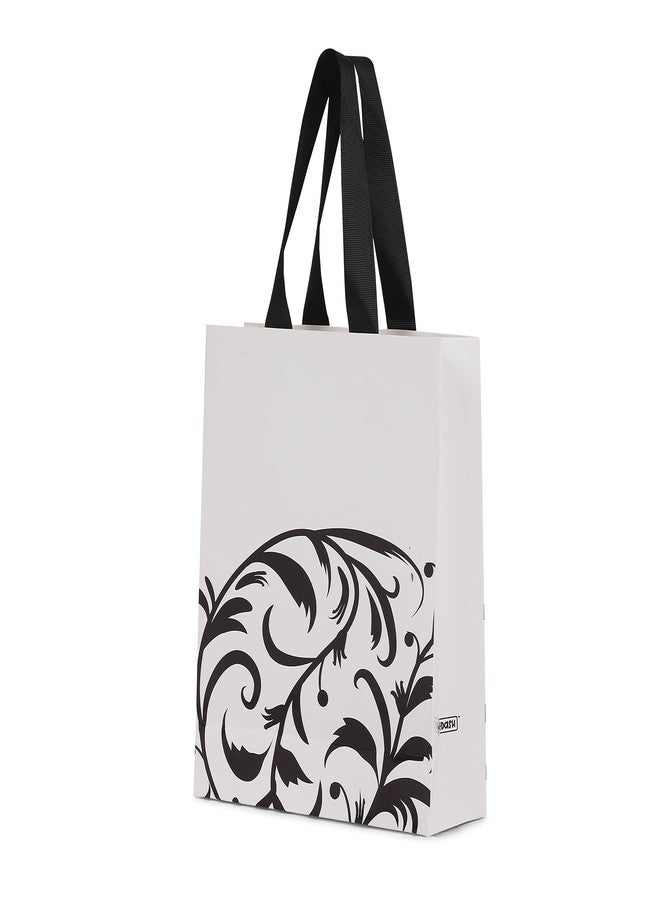 DOODLEDASH Gift Carry Bags - Foil - White - (Size 22 x 28 x 8.5 cm) - For All Gifting & Festive Occasions - Ribbon Handles - Pack of 6 Pcs - Image 2