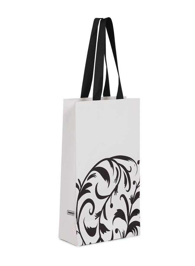 DOODLEDASH Gift Carry Bags - Foil - White - (Size 22 x 28 x 8.5 cm) - For All Gifting & Festive Occasions - Ribbon Handles - Pack of 6 Pcs - Image 1