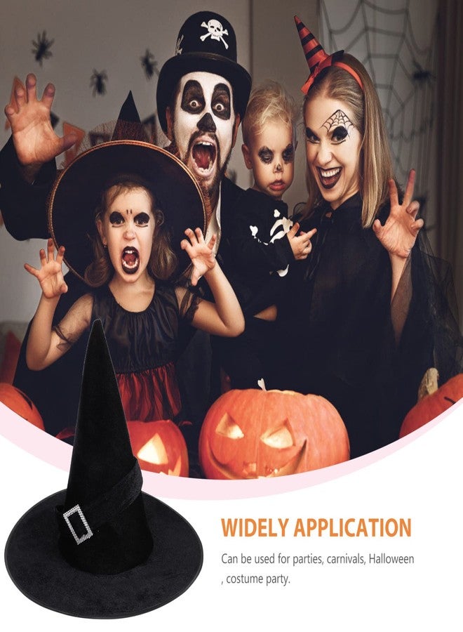 ULTNICE Velour Witch Sorceress Hat Fancy Dress Costume Accessory for Hallowen Party Black - Image 2