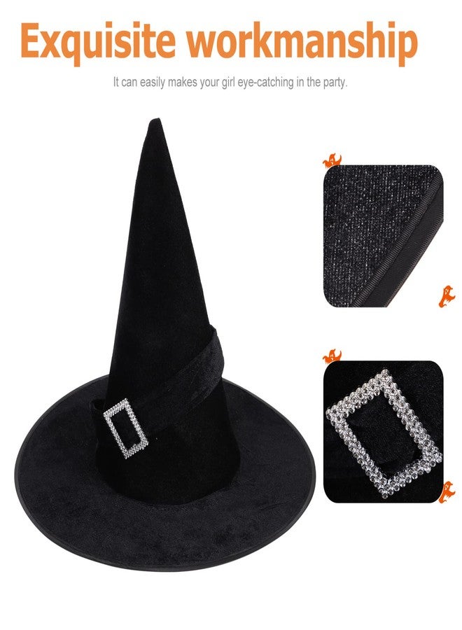 ULTNICE Velour Witch Sorceress Hat Fancy Dress Costume Accessory for Hallowen Party Black - Image 5