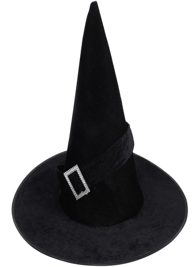 ULTNICE Velour Witch Sorceress Hat Fancy Dress Costume Accessory for Hallowen Party Black - Image 1