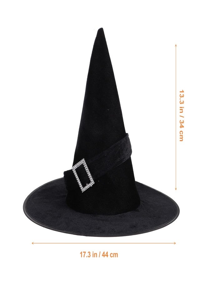 ULTNICE Velour Witch Sorceress Hat Fancy Dress Costume Accessory for Hallowen Party Black - Image 3