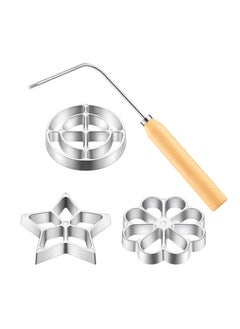 Y&D Mold with Handle Rosette Cookie Tool Aluminium Cast Waffle Molds Set 3 Interchangeable Heads Star Flower Circle for Kitchen Baking Cooking Housewares  - Image 1