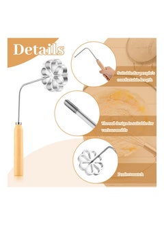 Y&D Mold with Handle Rosette Cookie Tool Aluminium Cast Waffle Molds Set 3 Interchangeable Heads Star Flower Circle for Kitchen Baking Cooking Housewares  - Image 2