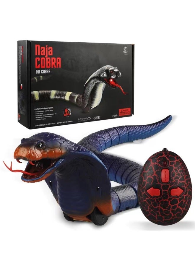 TikTok Explosions Strange Simulation Remote Control Animal Infrared Trick Remote Control Snake Remote Control Caterpillar Toy-Color:Remote Control Cobra-blue 8808  - Image 1