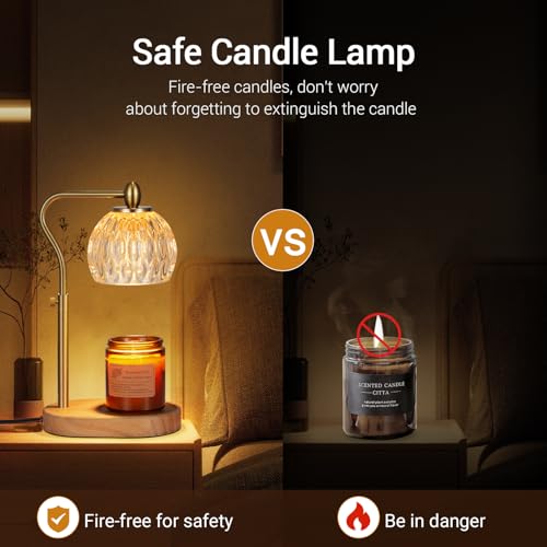 NVRGIUP Candle Warmer, Candle Warmer Lamp with Timer & Dimmer Height Adjustable Scented Candles, with 2 * 50W Bulbs for Home Decor Mothers Day(Gold) - Image 4