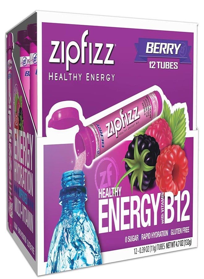 Zipfizz Daily Energy Drink Powder, Berry, 12 Pack | 3-in-1 Sustained Energy, Rapid Hydration, and Essential Vitamins | Sugar-Free | Electrolyte Powder | Contains Vitamin B-12 & Antioxidants - Image 2