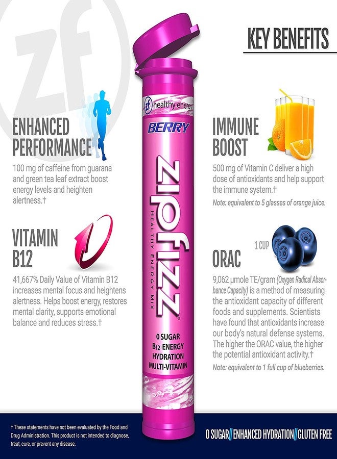 Zipfizz Daily Energy Drink Powder, Berry, 12 Pack | 3-in-1 Sustained Energy, Rapid Hydration, and Essential Vitamins | Sugar-Free | Electrolyte Powder | Contains Vitamin B-12 & Antioxidants - Image 3