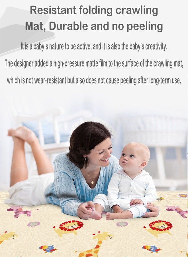 زي سي إم - هابي سجادة زحف للأطفال بنمط مزدوج الجوانب، مصنوعة من مادة البولي إيثيلين المريحة، سجادة لعب للأطفال مقاومة للماء، مناسبة للأولاد والبنات الصغار 180 × 100 سم - Image 3