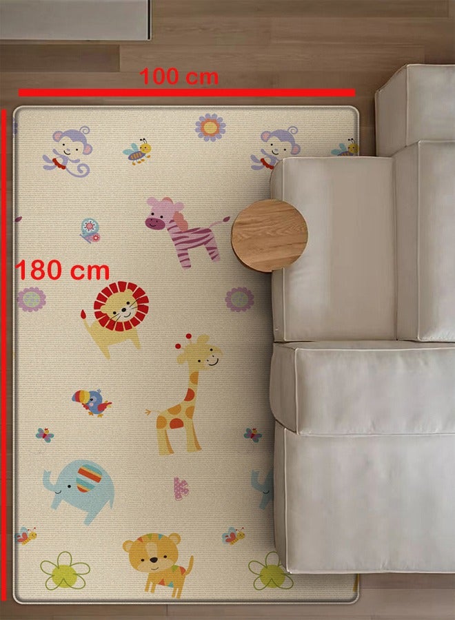 زي سي إم - هابي سجادة زحف للأطفال بنمط مزدوج الجوانب، مصنوعة من مادة البولي إيثيلين المريحة، سجادة لعب للأطفال مقاومة للماء، مناسبة للأولاد والبنات الصغار 180 × 100 سم - Image 2