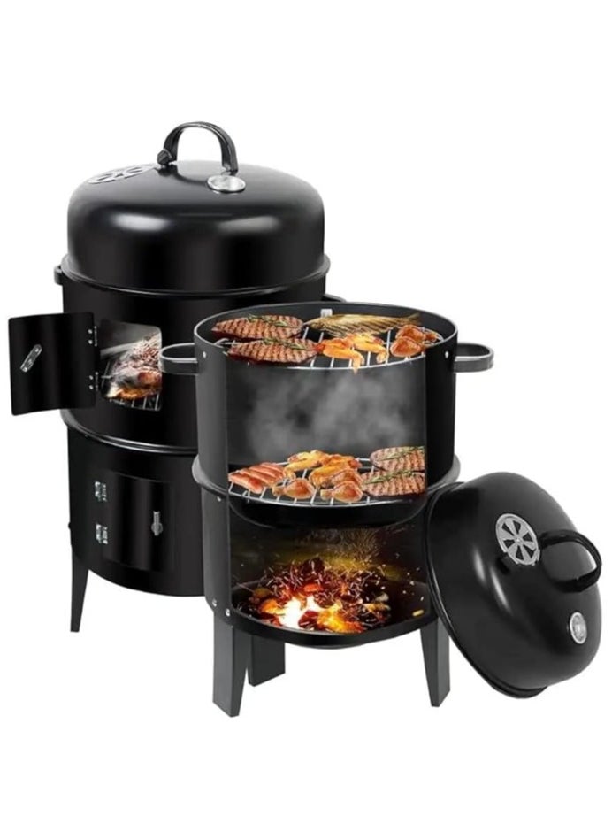 3-in-1 Charcoal Smoker and BBQ Grill with Thermometer Versatile Outdoor Barbecue for Camping Patio and Backyard Cooking - pzsku/Z252AFA87C6641A3AAE8DZ/45/_/1735563390/d0ad99cb-0a5c-4cd1-8410-c1873075c49d