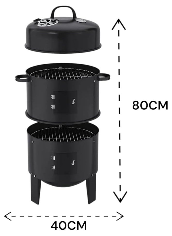 3-in-1 Charcoal Smoker and BBQ Grill with Thermometer Versatile Outdoor Barbecue for Camping Patio and Backyard Cooking - pzsku/Z252AFA87C6641A3AAE8DZ/45/_/1735563401/37ed6141-4d0c-49ce-a368-a8ef6f6aa358