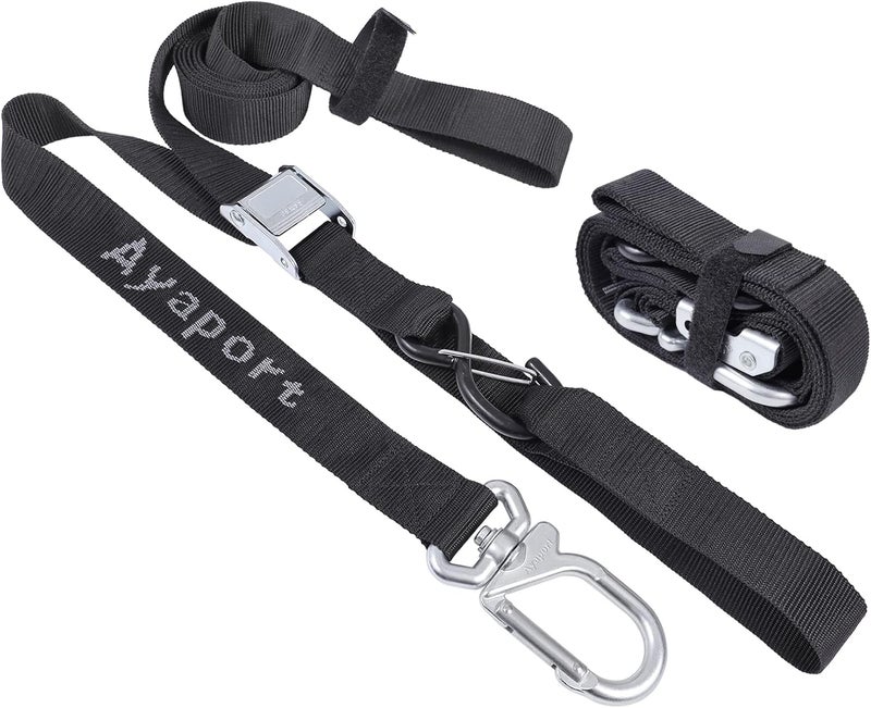 Ayaport Motorcycle Tie Down Straps 1.5” x 8’ (with Swivel Carabiner Hooks) Cam Buckle Tie Downs, Handlebar Strap for Dirt Bike, Motor Bike, Kayak, Car, Truck, Boat, Cargo, Black Individual & group usable - Image 4
