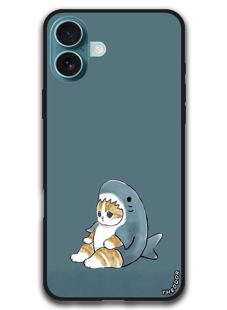 Theodor Protective Case Anti Scratch Shock Proof Bumper Cover For iPhone 16 Plus (6.7)-inch Cat and fish - Image 1