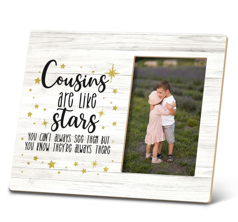 SRADMO Cousins Picture Frame Cousin Gifts for Women Cousins are Like Stars 10x8 inch Wooden Tabletop Photo Frame
