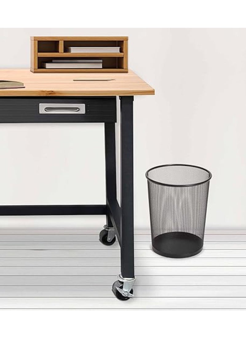 Yuwell 2 Pcs Round Recycling Open Top Mesh Trash Can Waste Basket Without Lid For Home Office College Kitchen And Bathroom Commercial Trash Can Fits Under Desk 28.5X26CM Black  - Image 3