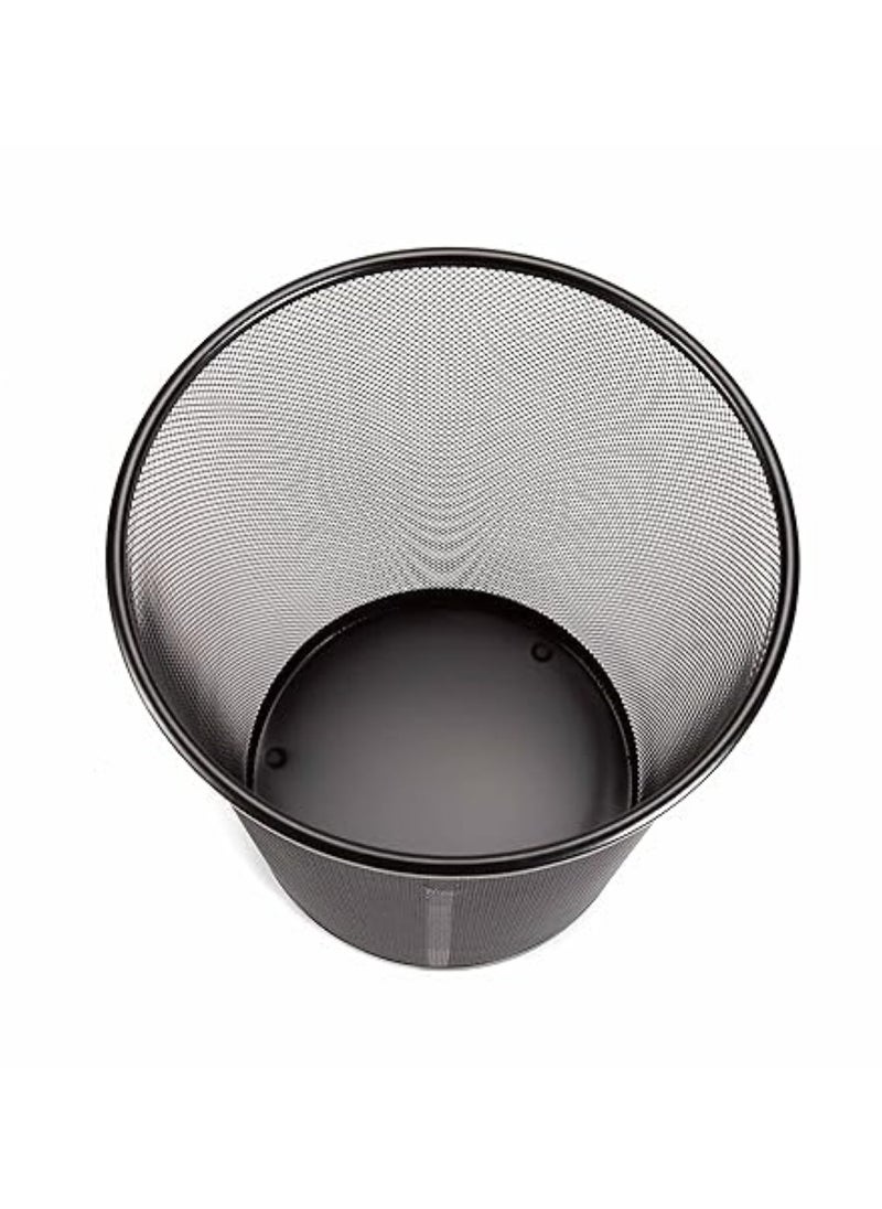 Yuwell 2 Pcs Round Recycling Open Top Mesh Trash Can Waste Basket Without Lid For Home Office College Kitchen And Bathroom Commercial Trash Can Fits Under Desk 28.5X26CM Black  - Image 4