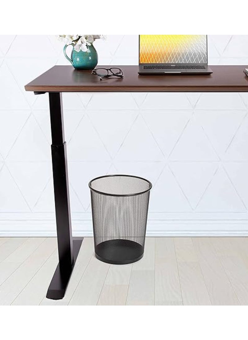Yuwell 2 Pcs Round Recycling Open Top Mesh Trash Can Waste Basket Without Lid For Home Office College Kitchen And Bathroom Commercial Trash Can Fits Under Desk 28.5X26CM Black  - Image 2