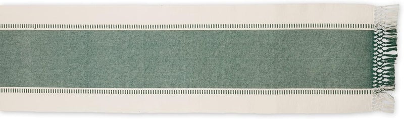 CRAZYWEAVES 100% Cotton Table Runner for 6 Seater Dining Table, Durable with Modern Patterns, Table Cover for Parties and Home Décor, Quick Absorption Handcrafted with Tissles (Green, 182 X 32 cm) - Image 3