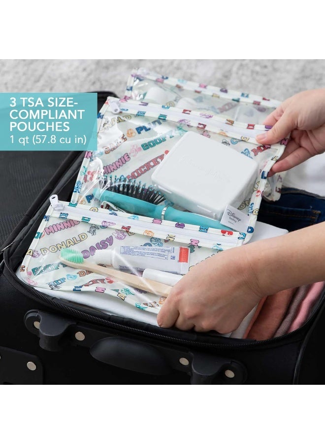 Bumkins - Waterproof Wet Bag & Clear Travel Bags - For Beach, Baby, Travel, Swim Suit, Cloth Diapers, Pump Parts, Pool, Gym, Toiletries - Reusable & Easy to Clean - Mickey and Friends White - 4 Pack - Image 3