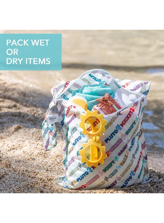 Bumkins - Waterproof Wet Bag & Clear Travel Bags - For Beach, Baby, Travel, Swim Suit, Cloth Diapers, Pump Parts, Pool, Gym, Toiletries - Reusable & Easy to Clean - Mickey and Friends White - 4 Pack - Image 4