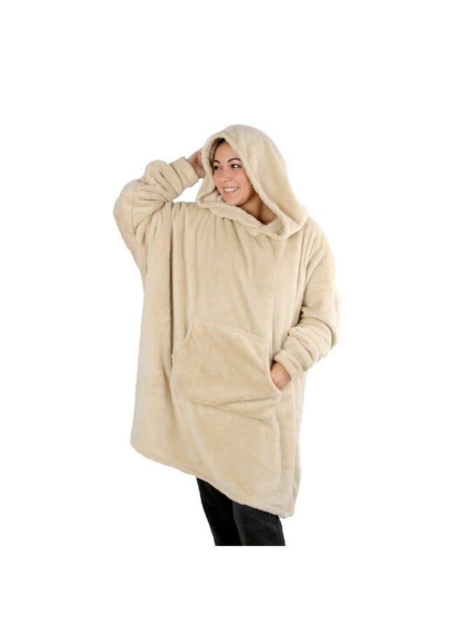 بروجكت زى بطانية قابلة للارتداء على شكل هودي عملاقة ودافئة للغاية | سويت شيرت من الفرو الناعم للجنسين | مقاس موحد (Oversize) 60-140 كجم مع جيب. - Image 1
