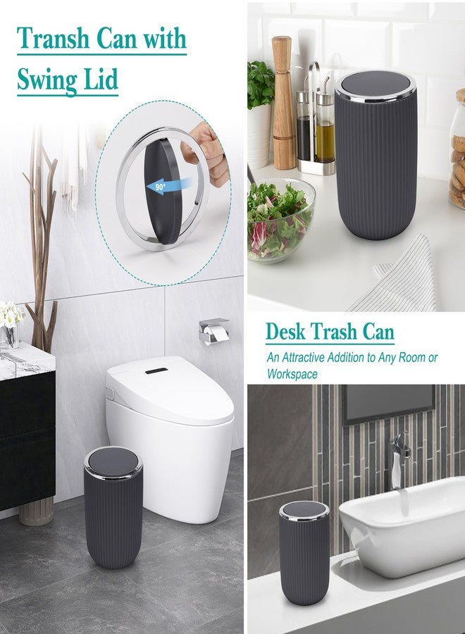 Boperzi Bathroom Accessories Set Complete: 8pc Bathroom Accessory Set with Trash Can 2pc for Floor/Counter, Toilet Brush, Soap Dispenser, Toothbrush Holder, Adhesive Hook, Grey Modern Bathroom Set - Image 3