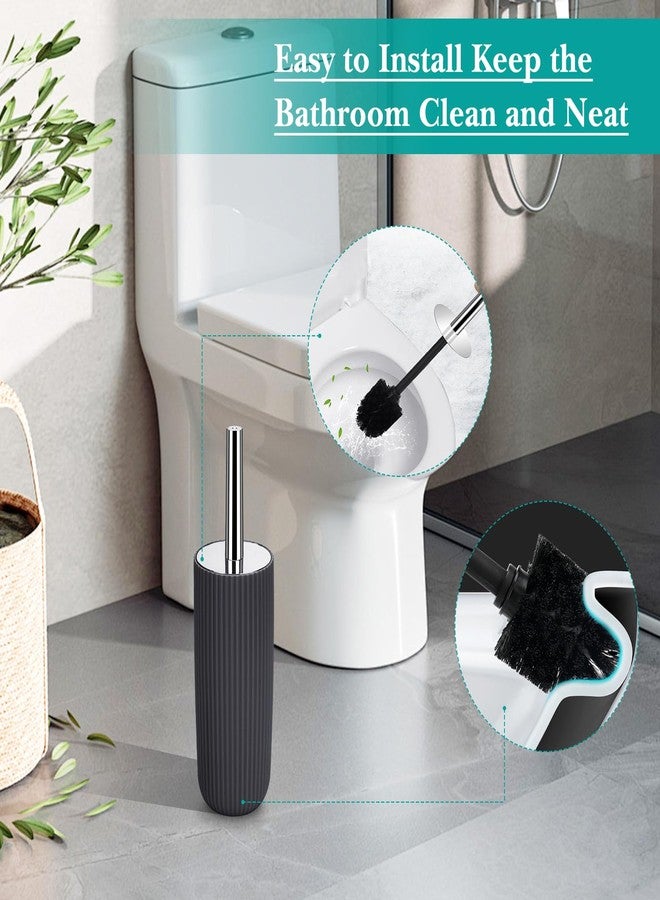 Boperzi Bathroom Accessories Set Complete: 8pc Bathroom Accessory Set with Trash Can 2pc for Floor/Counter, Toilet Brush, Soap Dispenser, Toothbrush Holder, Adhesive Hook, Grey Modern Bathroom Set - Image 4