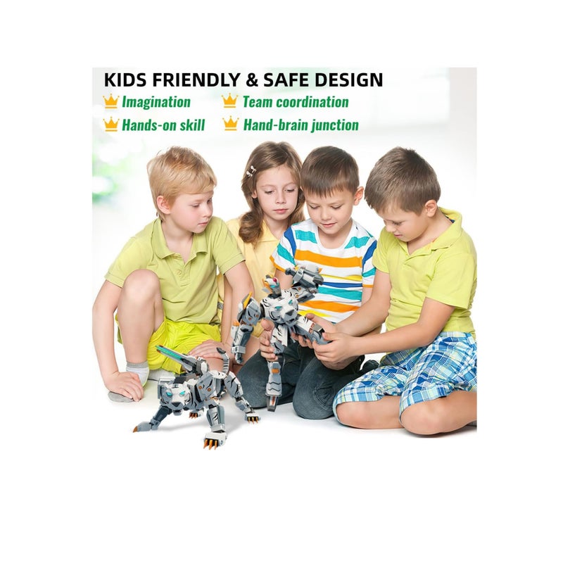 SOLARAE Animal Transforming Robot Toys, Robot Action Figures, Tiger Action Figure for Kids Deformation Assembly Robot for Boys & Girls Ages 6 7 8 9 10, Birthday Gifts, Graduation Gifts, School Gifts - Image 2