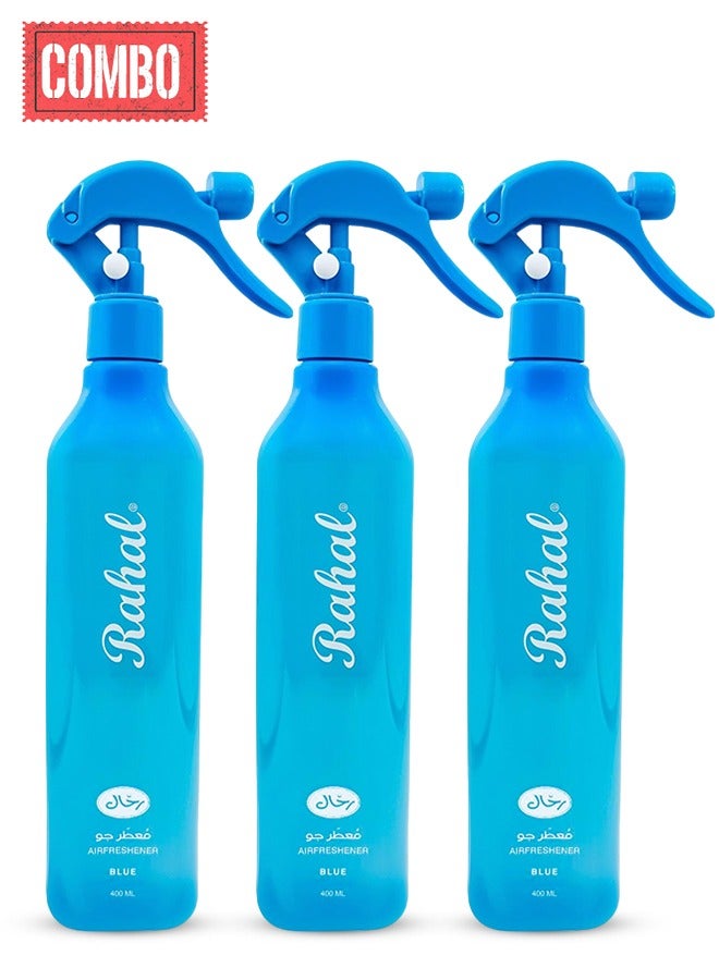 Rahal Combo - Buy 3PC Rahal Air Freshener Spray For Car Home Office 400ml Long Duration  Freshener Blue Color - Image 1
