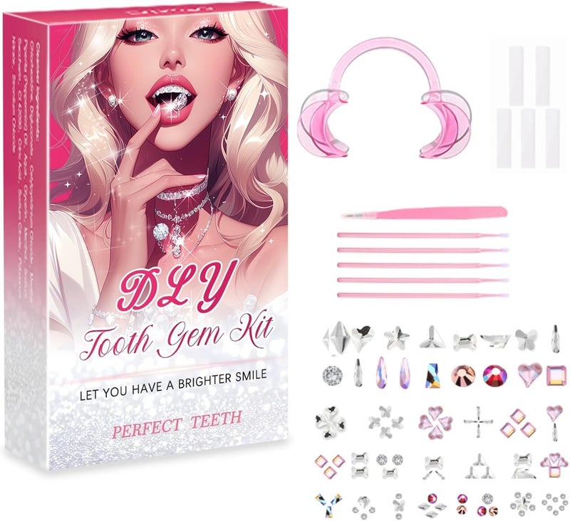 DIY Teeth Nail Art Dual-use Set Teeth Nail Art Decoration Kit Pink - Image 1