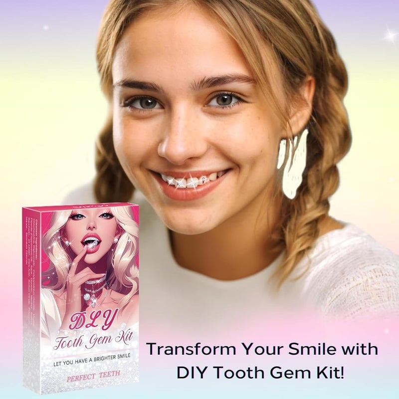 DIY Teeth Nail Art Dual-use Set Teeth Nail Art Decoration Kit Pink - Image 3