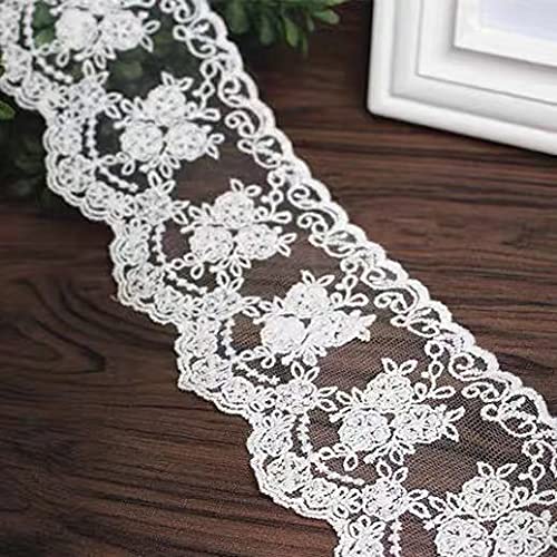 Sourcemall Lace Trim Ribbon, Delicate Crown Ribbon for Crafts Sewing and Bridal Wedding Dress Applique Decorations, 3.3inch Width 5 Yards/Lot (White) - Image 4