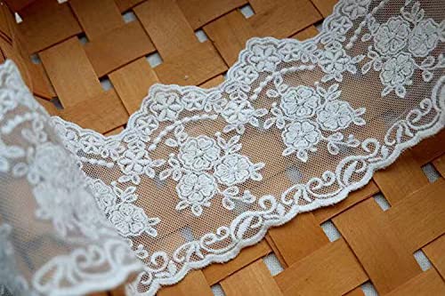 Sourcemall Lace Trim Ribbon, Delicate Crown Ribbon for Crafts Sewing and Bridal Wedding Dress Applique Decorations, 3.3inch Width 5 Yards/Lot (White) - Image 3