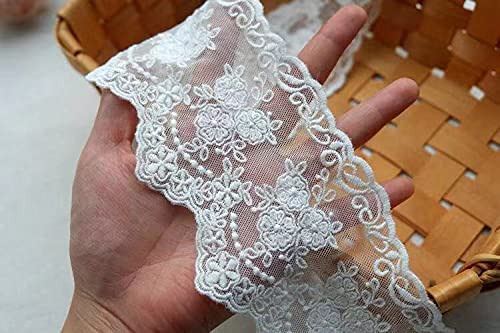 Sourcemall Lace Trim Ribbon, Delicate Crown Ribbon for Crafts Sewing and Bridal Wedding Dress Applique Decorations, 3.3inch Width 5 Yards/Lot (White) - Image 2