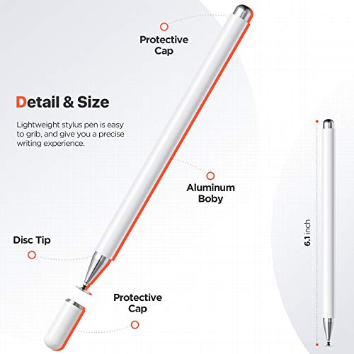 ORIbox Stylus Pens for Touch Screens,Stylus Pen for iPad,iPad Pro,iPad Air,iPhone,Android,Tablet,Samsung,HTC,Fire Tablet,Stylus Pencil,All Capacitive Touch Screen Device,White - Image 2