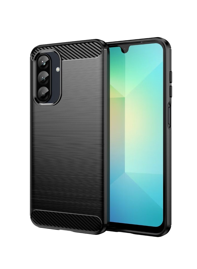 Samsung Galaxy A56 5G - Rugged Shield Protective Cover, Brushed Carbon Fiber Texture, Shockproof TPU, Anti-Slip, Elegant Thin, and Shock-Absorbing - Black - Image 1