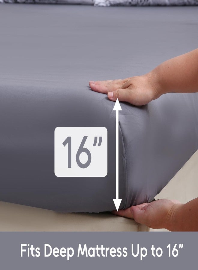 LONAVA Solid and Printed King Size Bed Sheet Set - 6-Piece, Includes Solid Fitted Sheet, Solid Pillowcases, OEKOTEX Certified, 100% Brushed Microfiber, Comfortable and Breathable, G24144 - Image 4