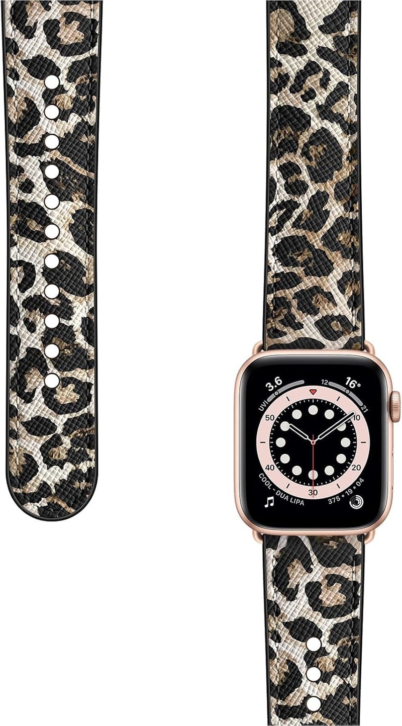 سوار OUHENG المتوافق مع Apple Watch مقاس 45مم 44مم 42مم 41مم 40مم 38مم، سوار بديل من الجلد الطبيعي لساعة iWatch SE والسلسلة 7 6 5 4 3 2 1 - Image 3