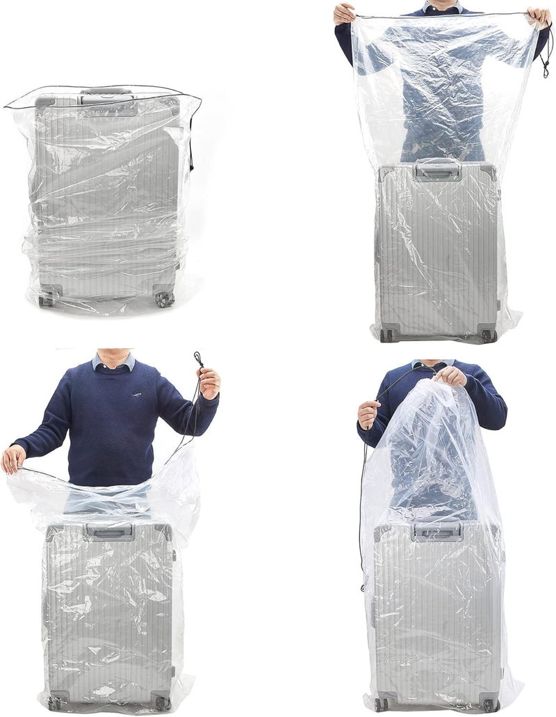 TRINKA 31x62 inches Extra Large Clear Drawstring Dust Covers Plastic Storage Bags Set of 4 Multi-Purpose for Storage and Keeping Luggage, Suitcase Good for Household Organizing Reusable - Image 5