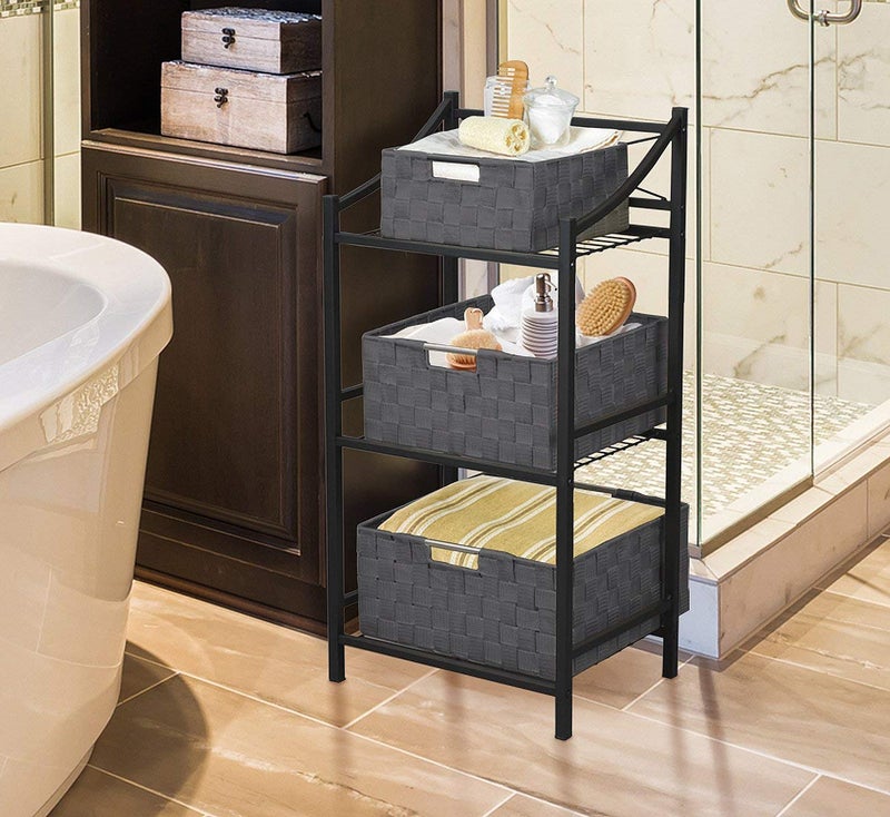 Sorbus Storage Baskets for Organizing (Set of 7), Mesh Hand-Woven Design, Linen Closet Organizers and Storage, Organizer Storage Baskets for Shelves, Variety Pack Organizers and Storage (Grey) - Image 3