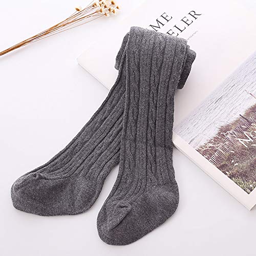 techcity Baby Toddler Girls Tights Seamless Cable Knit Cotton Leggings Pants Stockings for Infant Baby Girl (Dark Grey, 3-12 Months) - Image 5