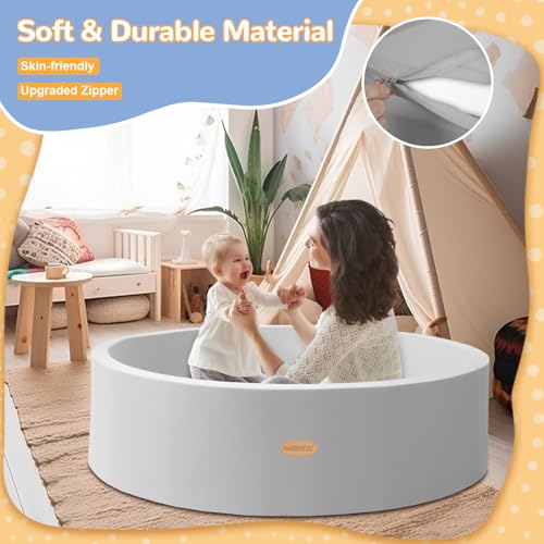 HARBOLLE Baby Ball Pit 472 Soft Round Memory Foam Ball Pits NOT Included Balls Indoor Outdoor Playpen for Babies Toddlers Kids Great Gift for Girls Boys Gray - Image 5