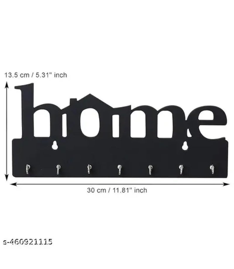 Wall Mounted Key Holder with Home Design 7 Hooks Black Wooden Home Decor Wall Decor Office Supplies Decorative Key Organizer for Entryway  - Image 2