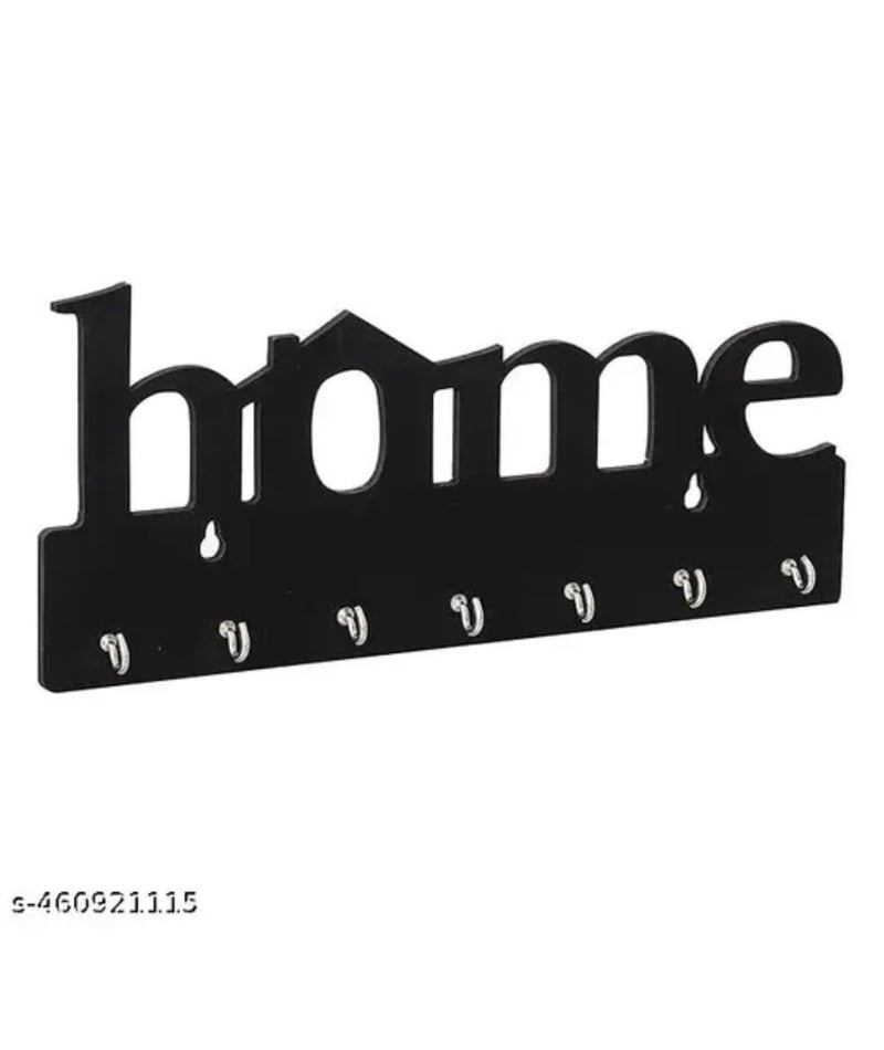 Wall Mounted Key Holder with Home Design 7 Hooks Black Wooden Home Decor Wall Decor Office Supplies Decorative Key Organizer for Entryway  - Image 3