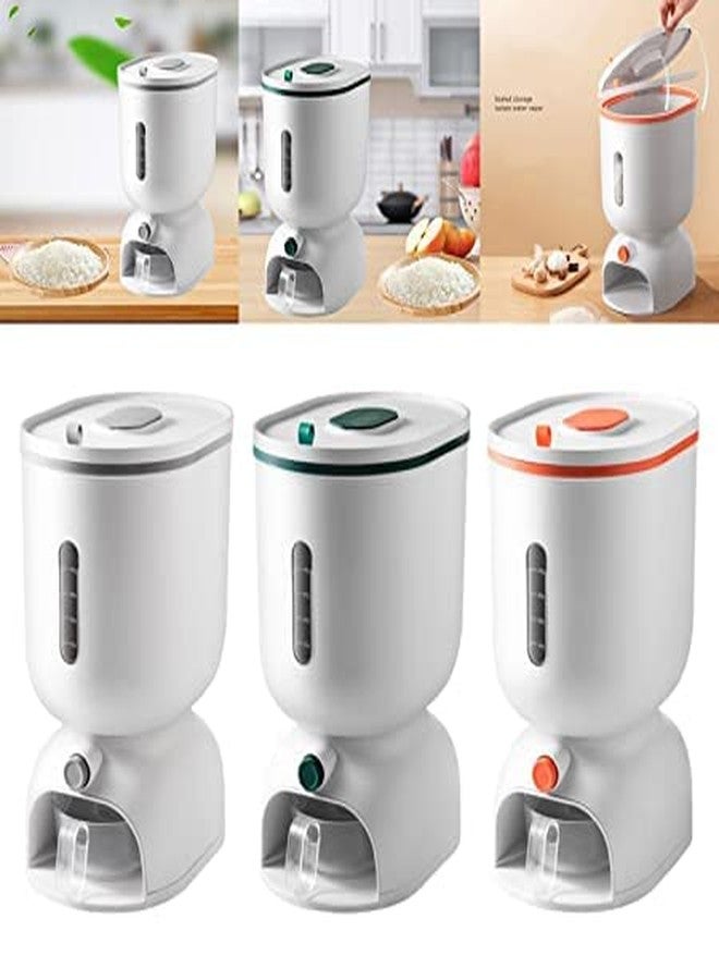 VBM Food Dispenser, Rice Bucket Grain Storage Box Container Kitchen Food Household Upgrade Rice Dispenser Transparent Metering Cylinder with Lid Automatic Rice Storage Tank (grey rice dispenser) - Image 4