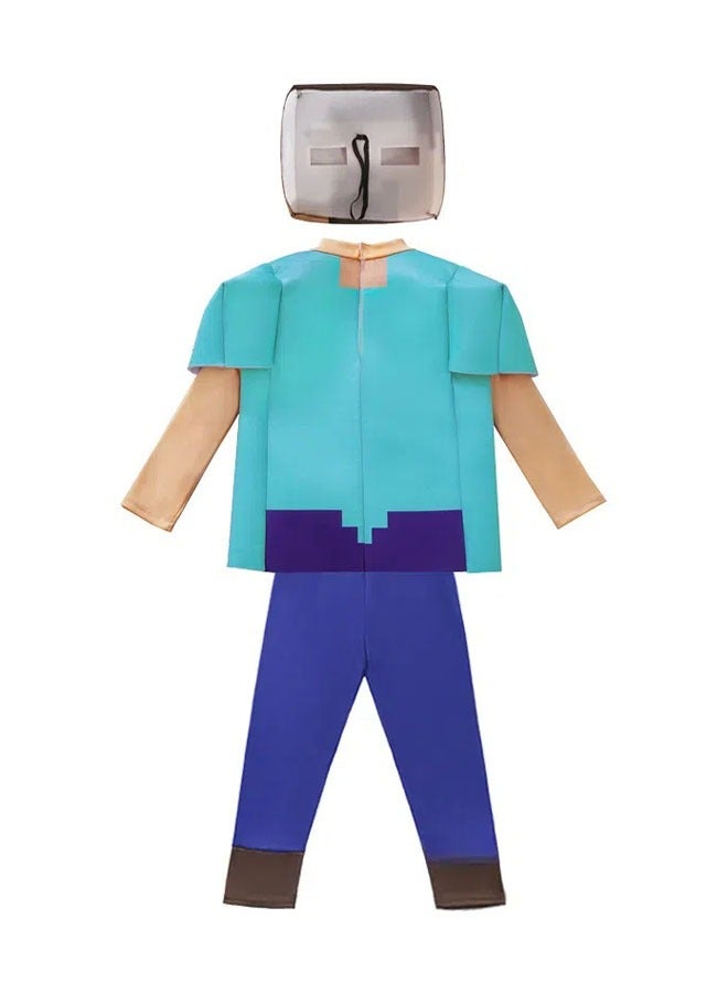 general Minecraft children's cos costume Steve stage game show costume mask + fake two-piece top + pants - Image 4