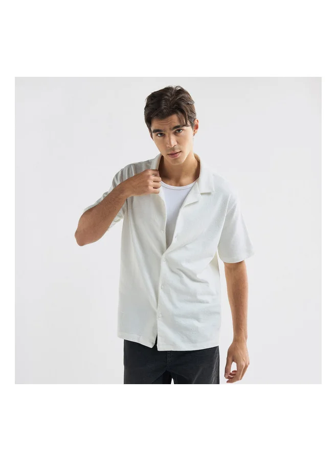 FAV Regular Fit Textured Camp Collar Shirt