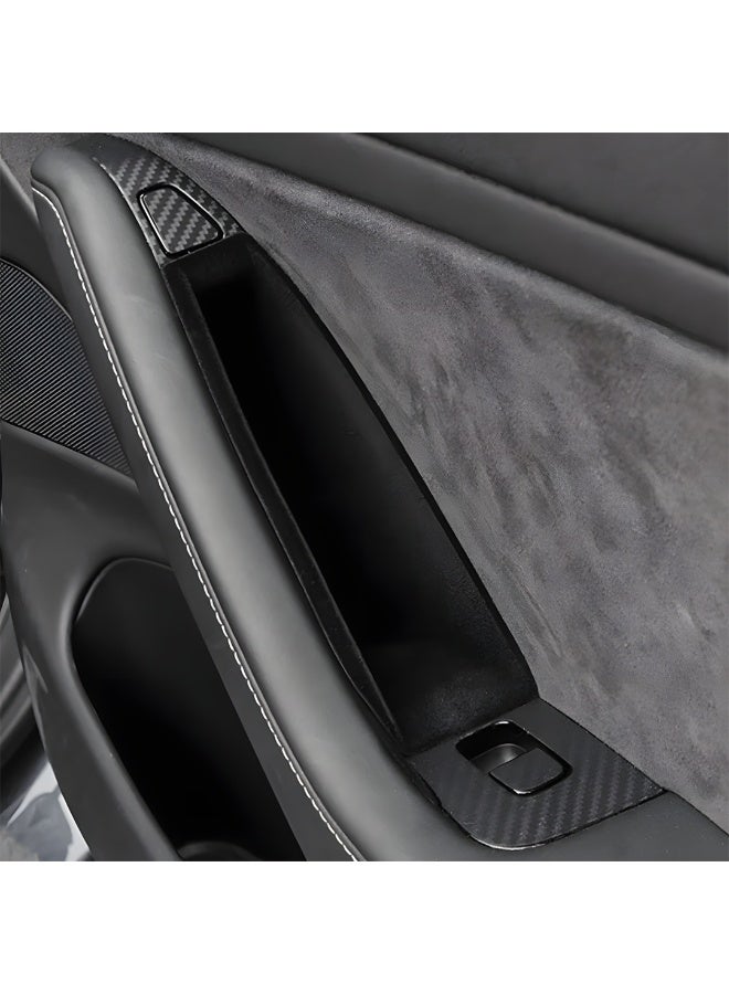 أتش بي أس جموعة 4 صناديق تخزين جانبية لمسند الذراع في الأبواب – مادة ABS مع بطانة مخملية لسيارات تسلا موديل 3 وY - Image 4