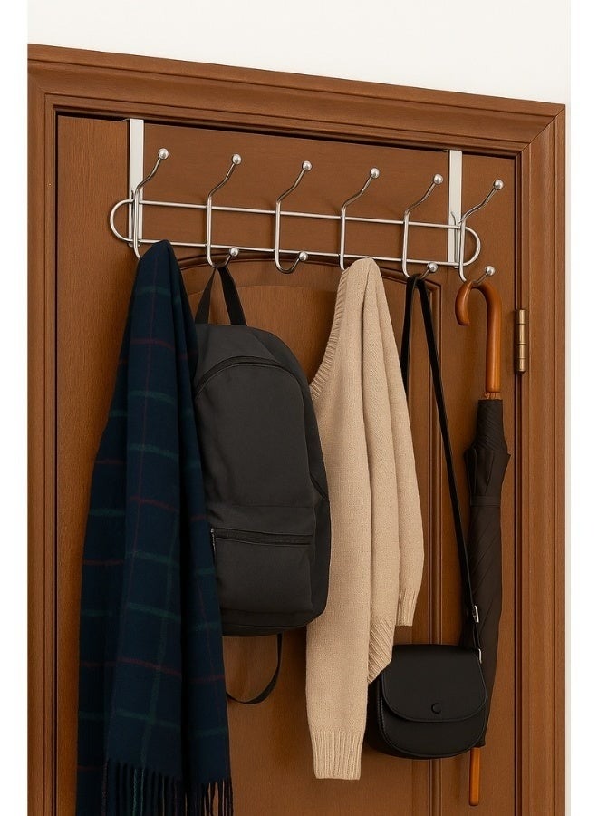 Door Hanger for Cloth Hanging Over The Door Hook with 12 Portable Hooks Heavy Duty Cloth Hanger Rack for Hanging Clothes (12 Hooks Hanger) - Image 1